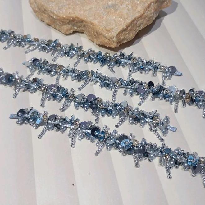 Vonita Payet Rangkaian Tradisional 15Cm Payet Leher Outer Pinggang Tangan Crystal Tali Mutiara Prakt