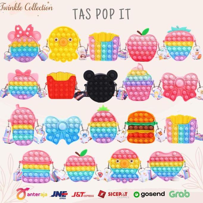 POP IT Tas Selempang Anak & Dewasa Bubble Push Fidget Toys Bag Rainbow