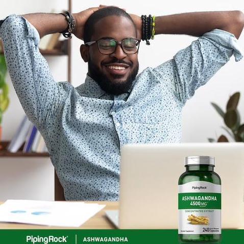 Piping Rock Ashwagandha Besar 4500 Mg 240 Capsules Stress Relief Cemas Original