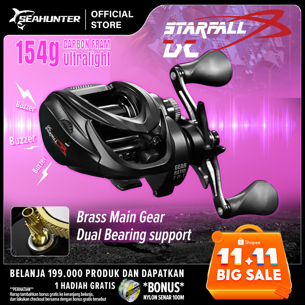TERLARIS [OFFICIAL]SEAHUNTER Starfall DC Reel BC Pancing Baitcasting Reel,Kontrol Rem Digital,6+1BB