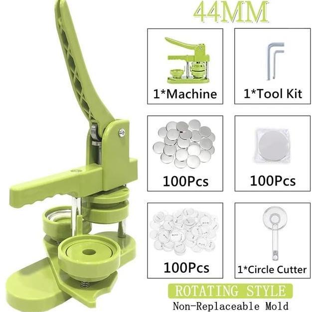 MESIN PRESS PIN BROS PENITI BULAT ROTATING BUTTON MAKER - DC-109 - HIJAU, 58MM ORIGINAL DAN TERPERCA