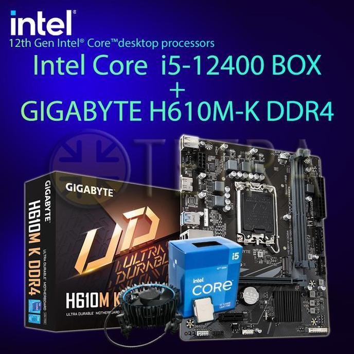 BEBAS ONGKIR - [Bundle] Intel Core i5-12400 BOX +  GIGABYTE H610M K DDR4 Motherboard