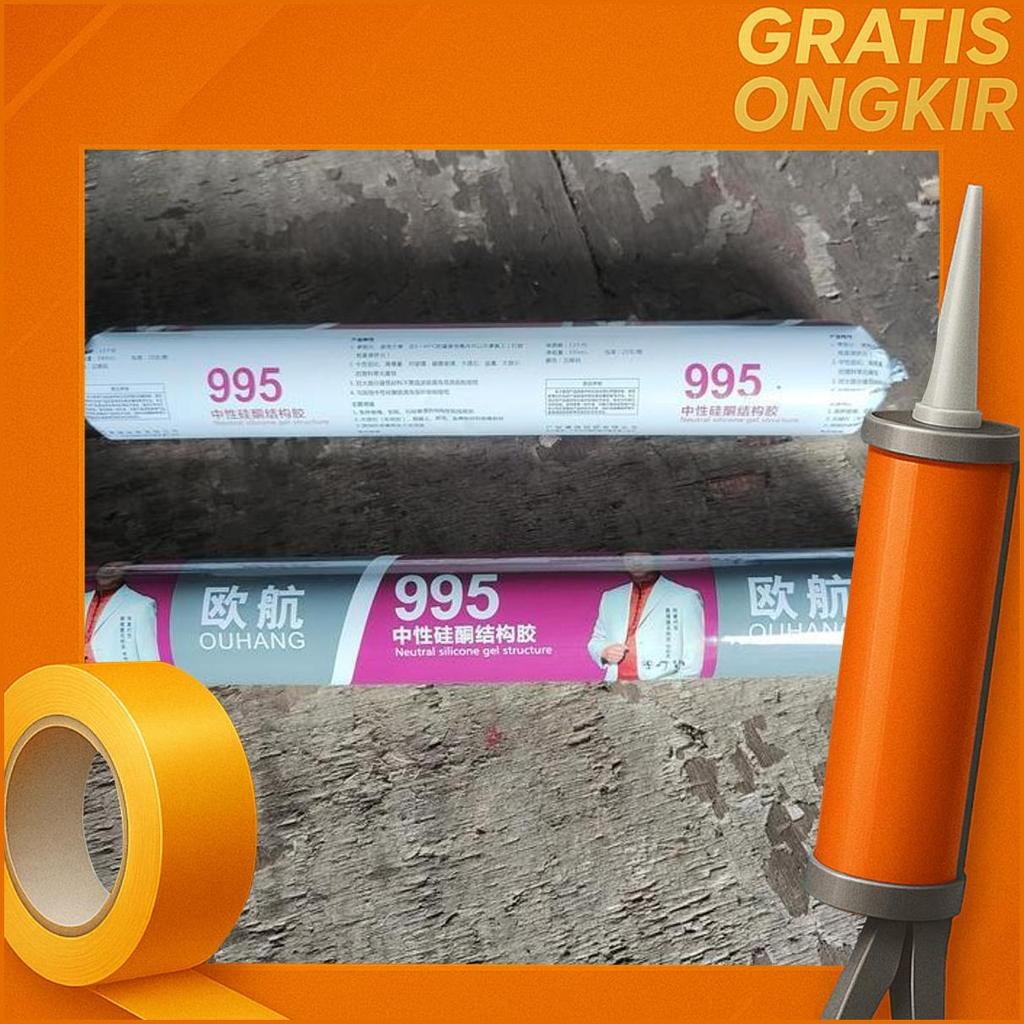 Su - Ouhang Lem Sosis Sealant 590Ml Hitam Putih Bening / Lem Kaca Akuarium / Neutral Silicone Gel St