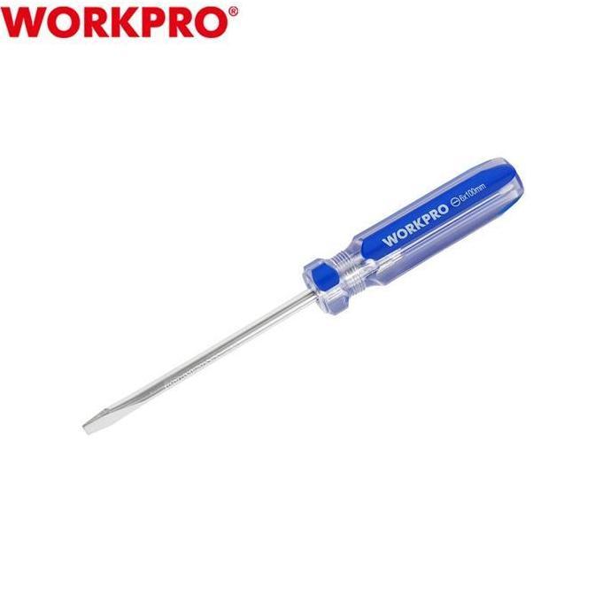 [BERGARANSI] WORKPRO WP221268 5X100mm Slotted Screwdriver (Obeng Minus)
