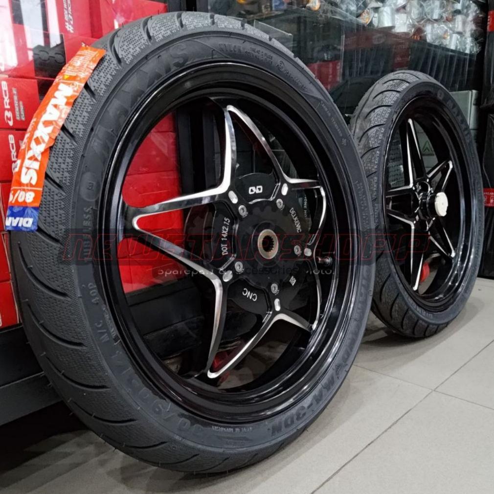 Paketan Velg Velek Velk Racing Delkevic DND palang Bintang + Ban luar maxxis diamond depan belakang 