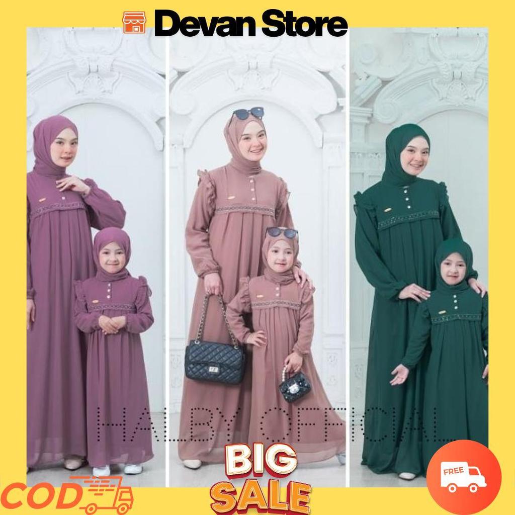 Rezqia Couple Kids And Mom Set Pashmina/Gamis Couple Ibu Dan Anak Model Terbaru/Gamis Ibu Dan Anak M