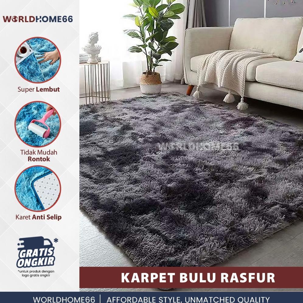 Worldhome Karpet Bulu Rasfur Karpet Lantai 90x150 & 120x180cm Karpet Ombre Anti Slip