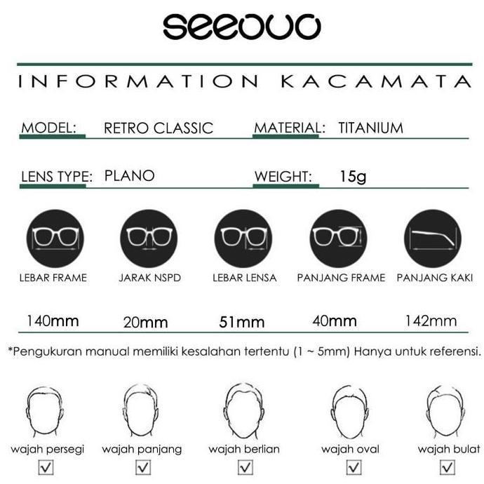 Kacamata Plano Lens Bisa Minus Pria Wanita Kekinian Bahan Titanium 125