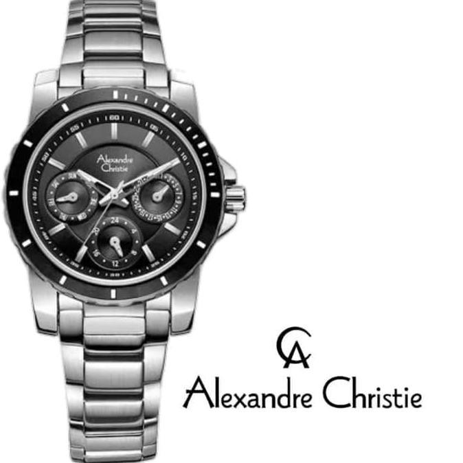 JAM TANGAN WANITA ALEXANDRE CHRISTIE AC6141 AC 6141 SILVER BLACK NEW