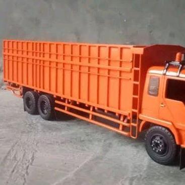 miniatur truk tronton kayu roda 6 full spek lampuan