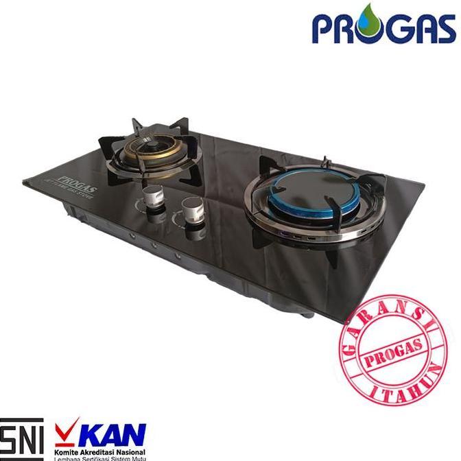 Progas Kompor 2 Tungku mix bara Kompor Gas Tanam Kaca