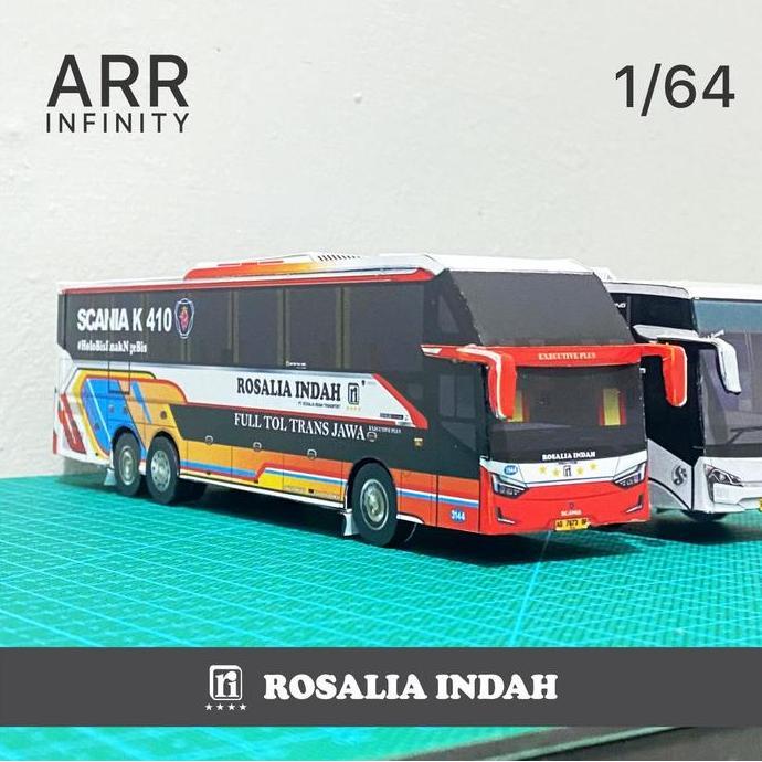 Miniatur Bus Rosalia Indah Legacy SR3 XHD Ultimate Laksana 1/64 Papercraft Bus