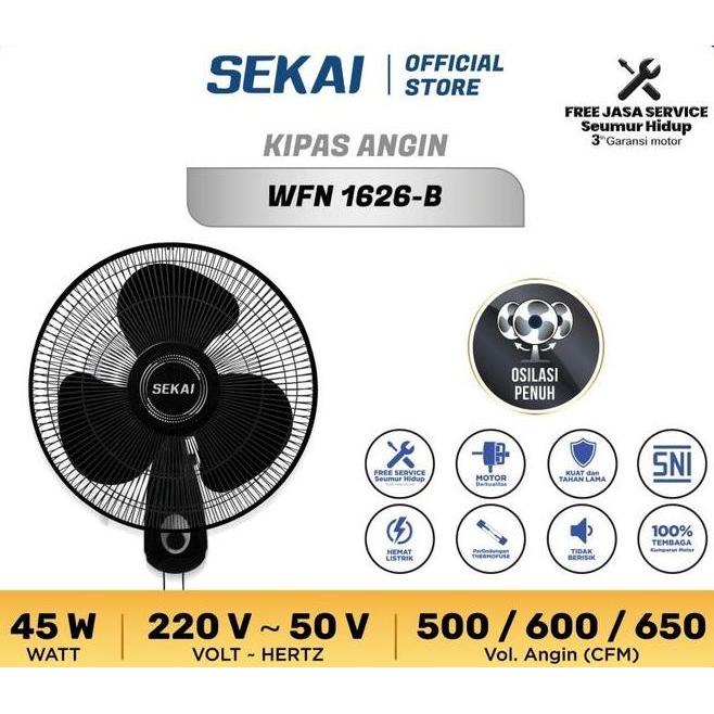 Sekai Kipas Angin Wall Fan 16 Wfn 1626 Wfn1626