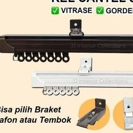 Rel Vitrase Fullset Batang Gorden Tiang Kotak Besi Gorden Rel Vitrase
