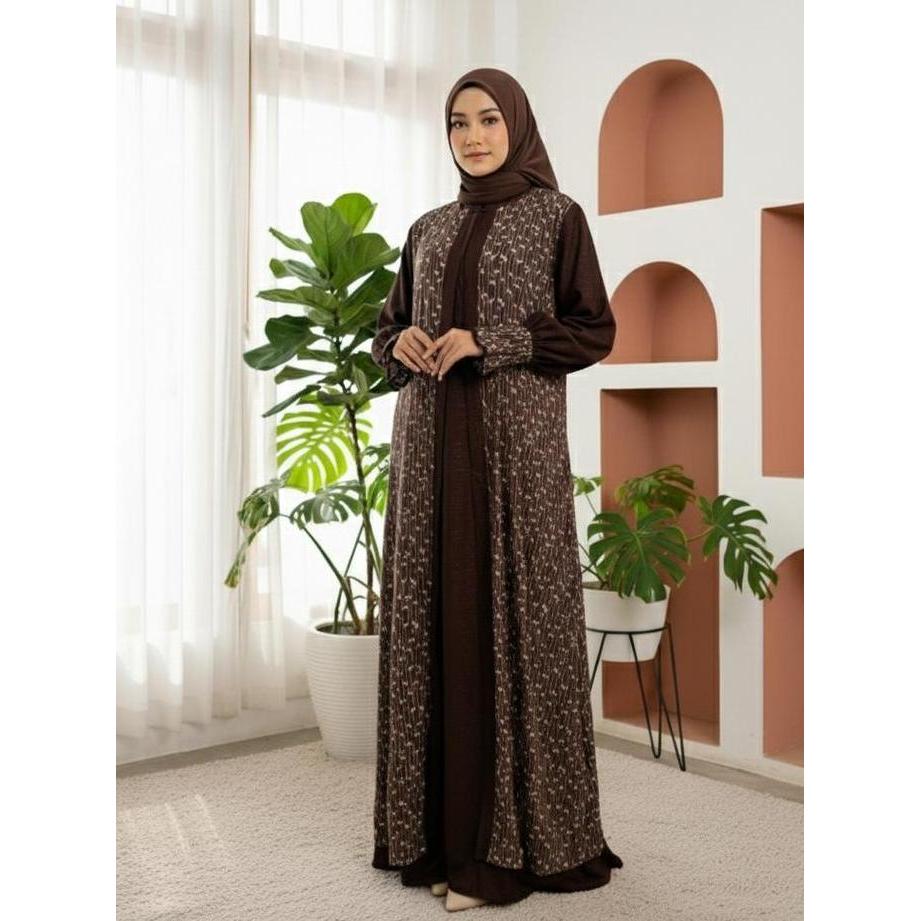 Humaira Set Couple Raya Lebaran Muslim Gamis Koko Laki-Laki Dan Wanita Wolfis Embos Simple Elegan Le