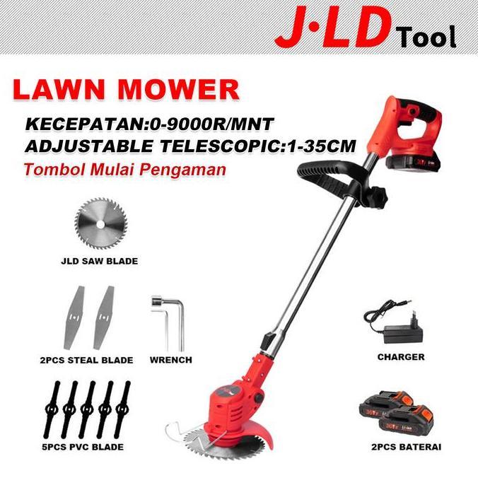 JLD Mesin potong rumput 36VF Mesin pemotong rumput 2baterai Mesin potong rumput listrik mesin pemoto