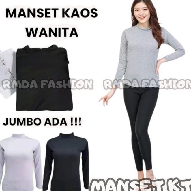 Manset Atasan Wanita Krah Tinggi Manset Polos Manset Bahan  Dalaman  Muslim  Panjang  Dewasa  Kaos N