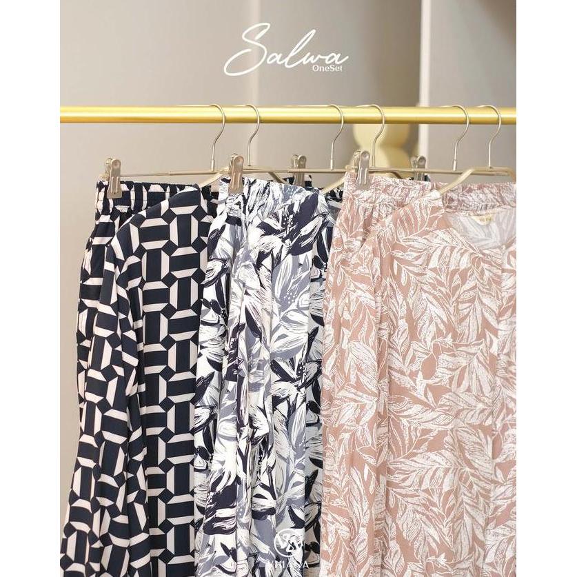 Salwa Set New By Vhiana One Set Lengan Panjang Muslim Wanita Bahan Rayon Baju Setelan Celana