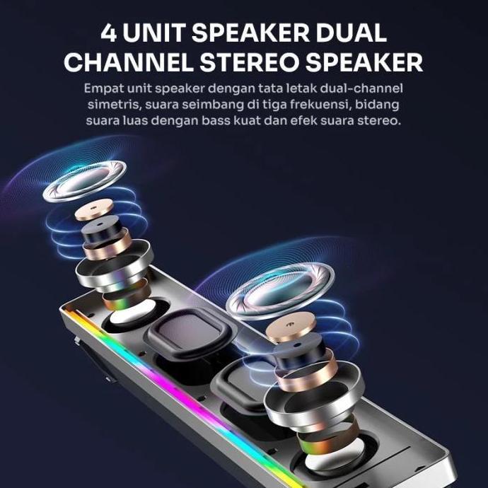 Speaker Bluetooth Robot RB480 Dual Connection Ultra Compact Soundbar