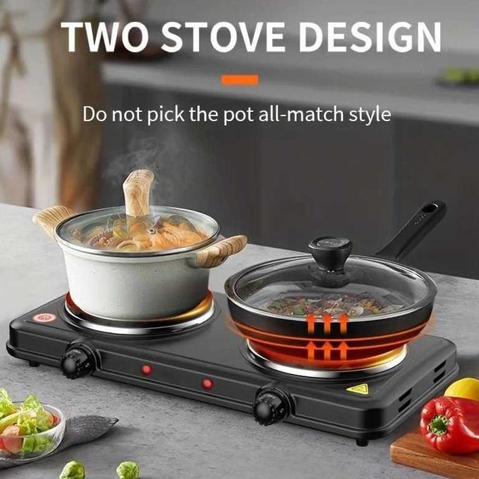 Kompor Listrik Induksi 2 Tungku Portable Adjustable Hot Plate 2000W