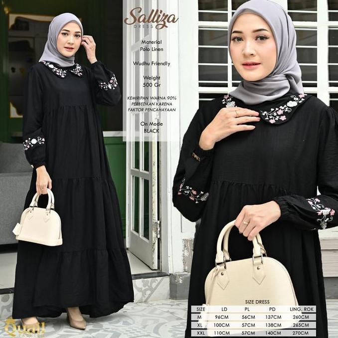 Quail Hijab - Salliza Dress Bordir | Gamis Premium | Dress Lesty Lebaran | Abaya Baju Lebaran