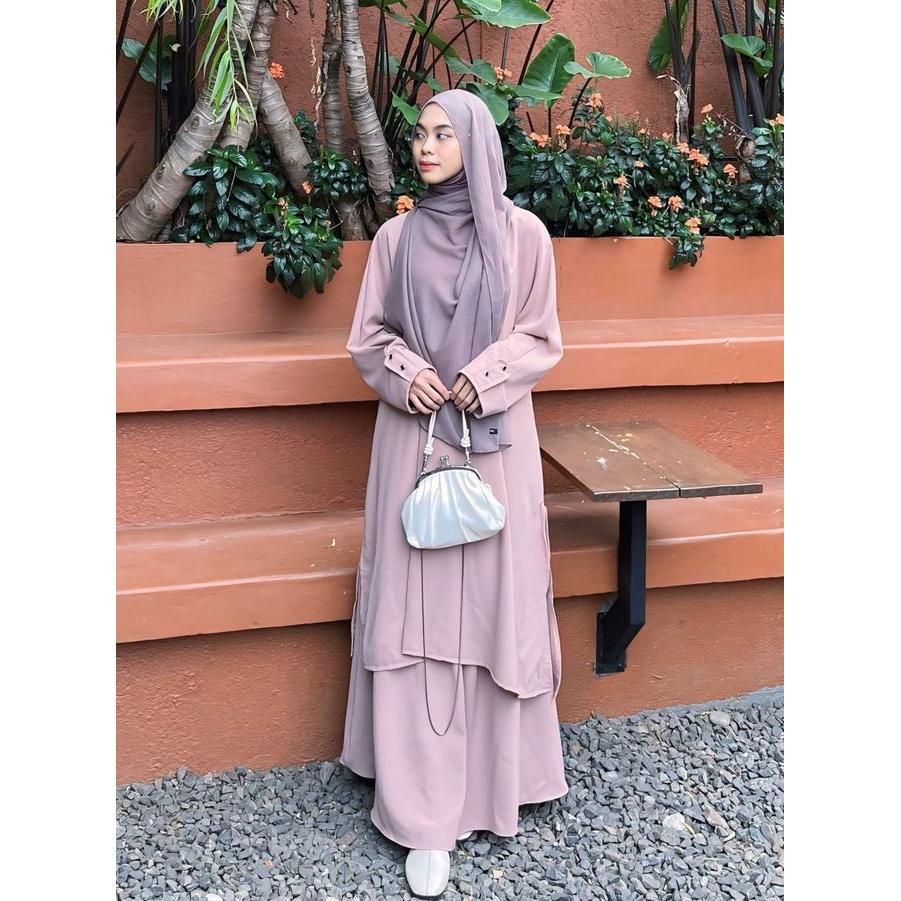 Ufaira Collection~One Set Almeera Setelan Terbaru~ Bahan Shabrina Anti Uv