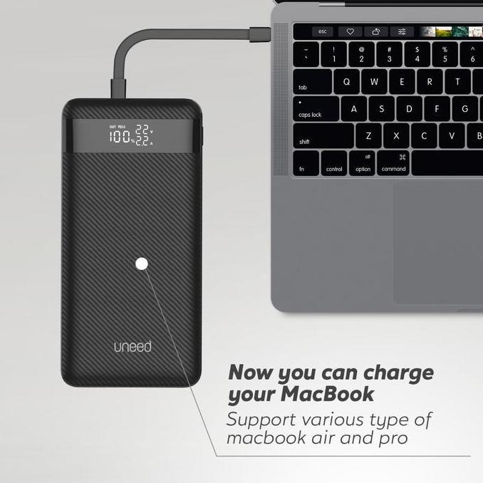 UNEED 20000mAh Powerbank Support Laptop 45W QC 4.0 PD 3.0 PPS - UPB152 Baterai Led