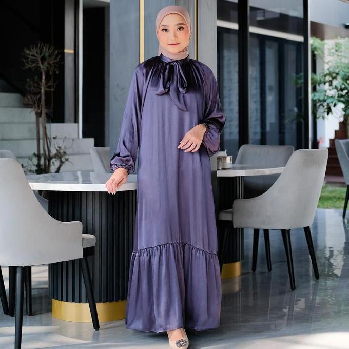 Alina Dress Busana Muslim Wanita Allsize Cradenza Na Hijab Pesta Gamis Remaja Gaun Dewasa Maxi Konda