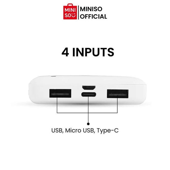 MeisitaMINISO Powerbank 10000mAh Simple Ringan Power Bank Portable untuk iPhone Android