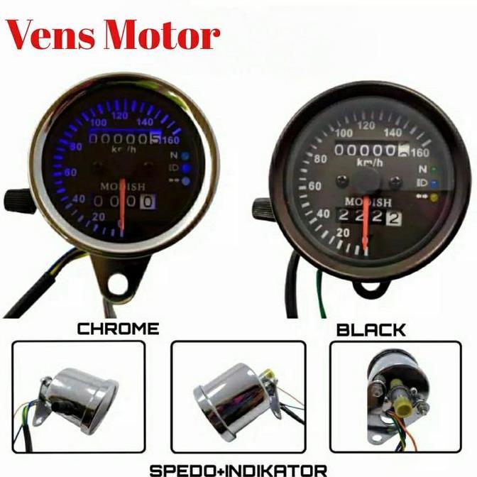 Speedometer Motor Universal Bulat Hitam/ Spidometer Motor Bulat Hitam WHY