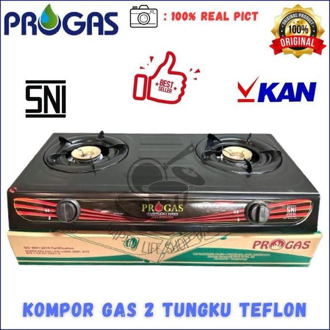 Kompor Progas 2 Tungku Teflon/Kompor Progas 2 Tungku+Slang Caisar Smart Silver