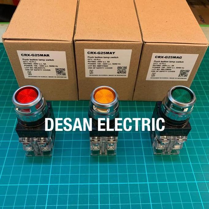 Promo Push Button Lamp Hanyoung Nux CRX-G25MAG CRX-G25MAY CRX-G25MAR 220VAC Diskon