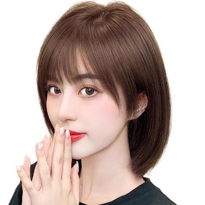 CR - Wig rambut pendek/Wig wanita full kepala/Wig natural wanita/wig rambut asli pendek/Wig daily/Wi