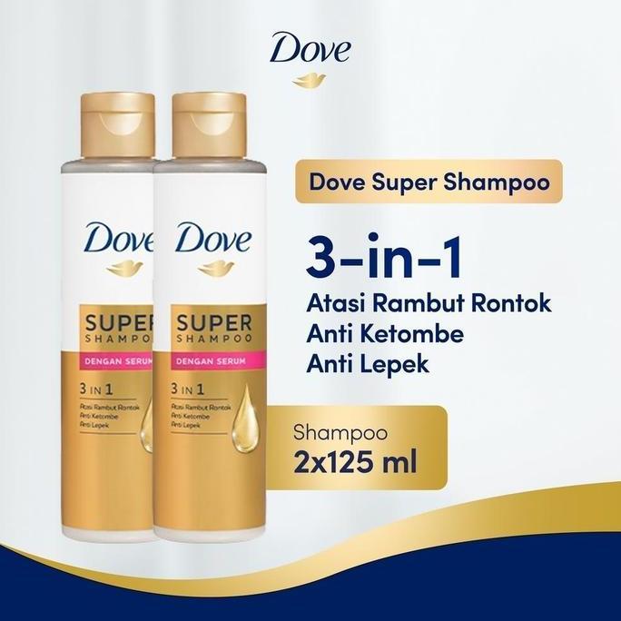 Grofwall - Dove 3 In 1 Super Shampoo Serum 125Ml Twin Pack - Sampo Perawatan Rambut Anti Rontok & Ki