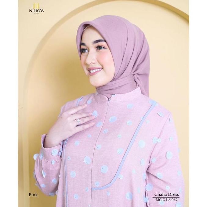 Ninos Design Chalia Dress - Gaun Muslim Wanita Polkadot Organza