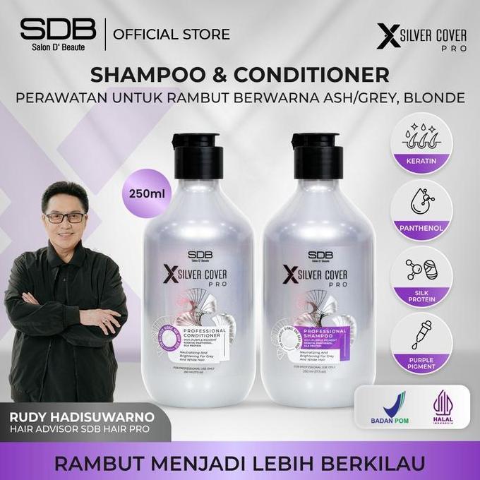 Farahguzz_ - SDB X Silver Cover Pro Shampoo & Conditioner 250ml Keratin Pathenol Silk Protein Rambut