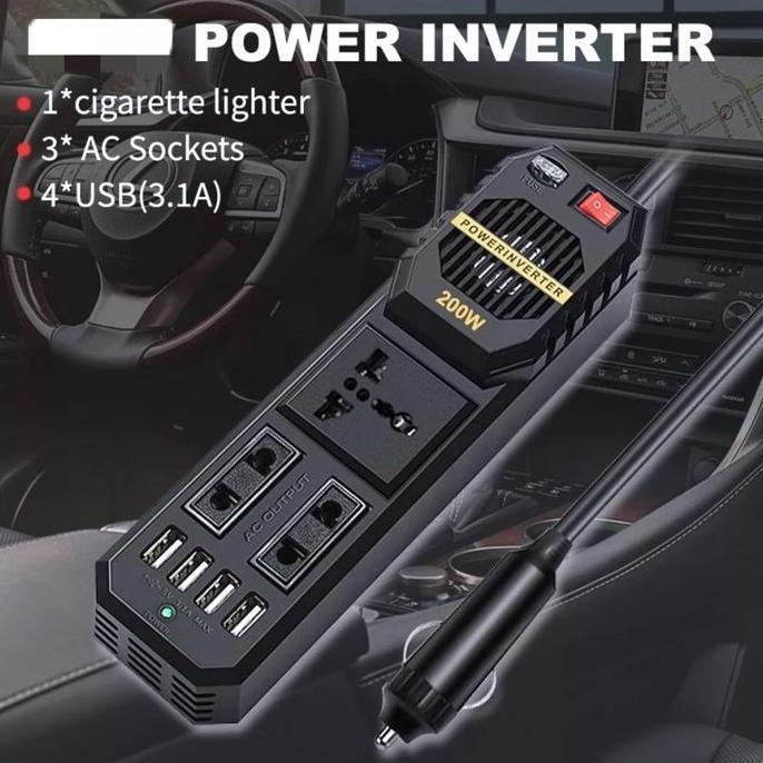 Car Charger 200W 12V Power Inverter Adaptor Converter - Charger Mobil [terbaik]