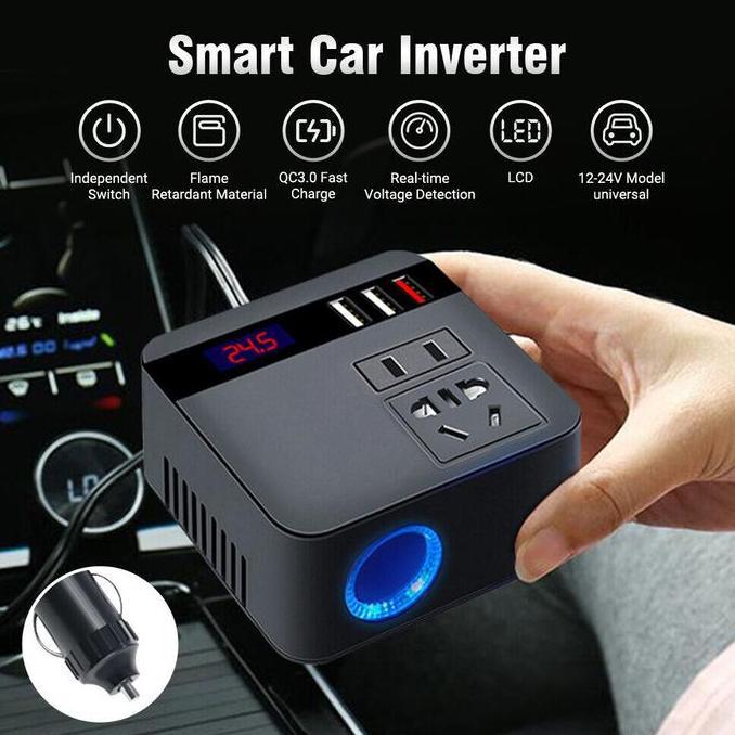 Car Power Konverter Fast Charging USB 3 Listrik Inverter 120W Mobil [terbaik]