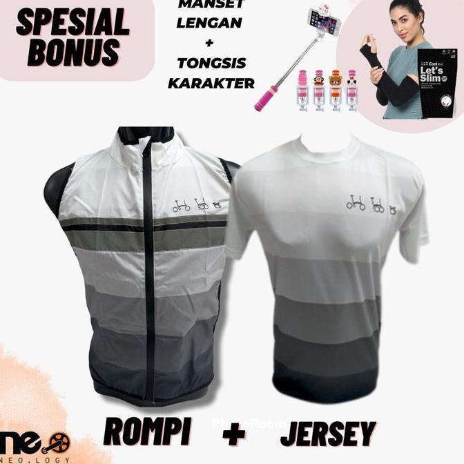 Promo PAKET Jaket Rompi Bersepeda & Baju Jersey Dryfit Sepeda Lipat Unisex COD