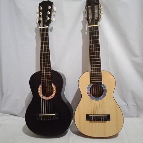 hanimayas - gitar akustik mini / ukulele senar 6 untuk pemula warna hitam, natural, pink