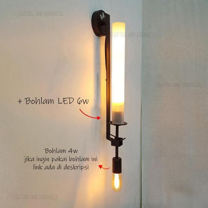 Ready  Lampu dinding kaca panjang gold hitam minimalis dekor cafe hias 2lampu