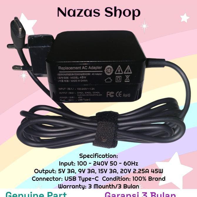 Adaptor Charger Acer Chromebook C733 C733T Usb Type C 45W Original