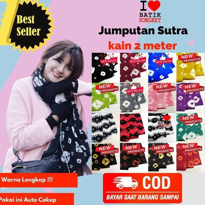 Batik sutra jumputan 2 meter bahan kain palembang sasirangan murah