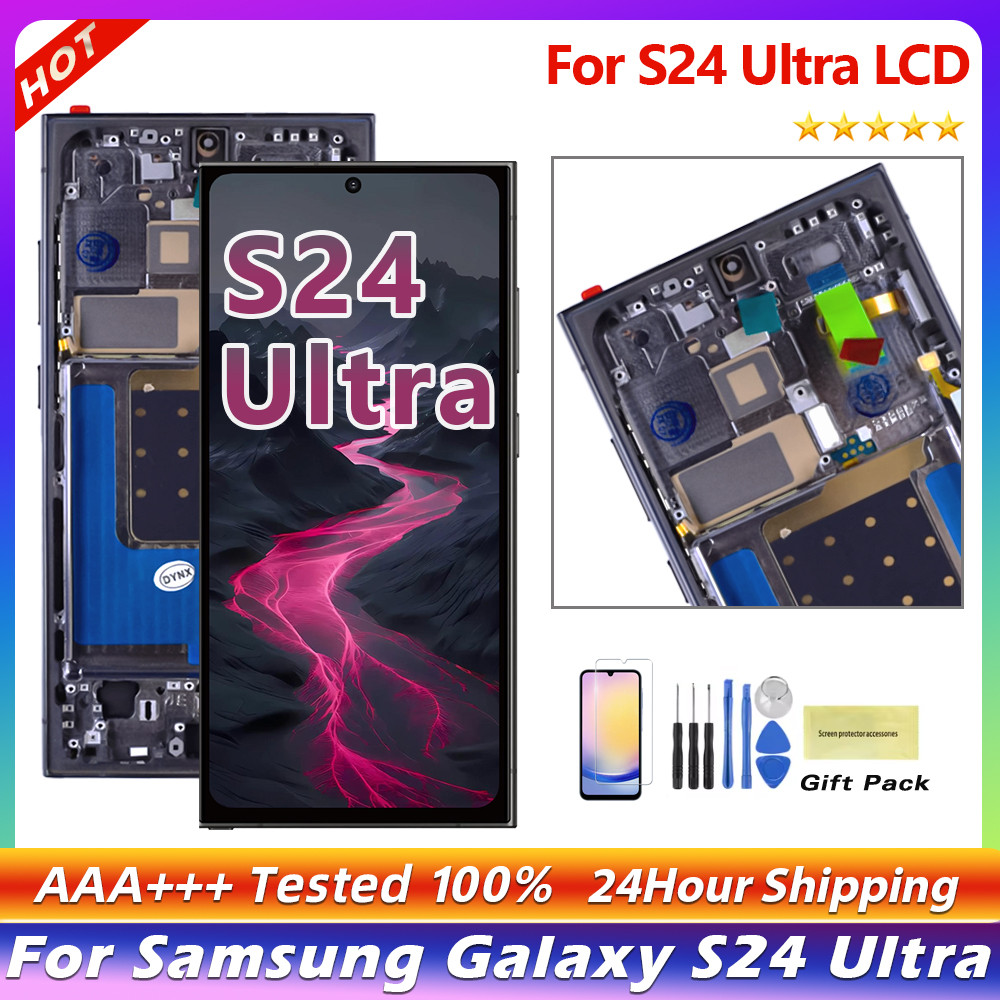 AMOLED Untuk Samsung Galaxy S24 Ultra LCD S928B S928N Display Touch Screen Digitizer Dengan Pengenal