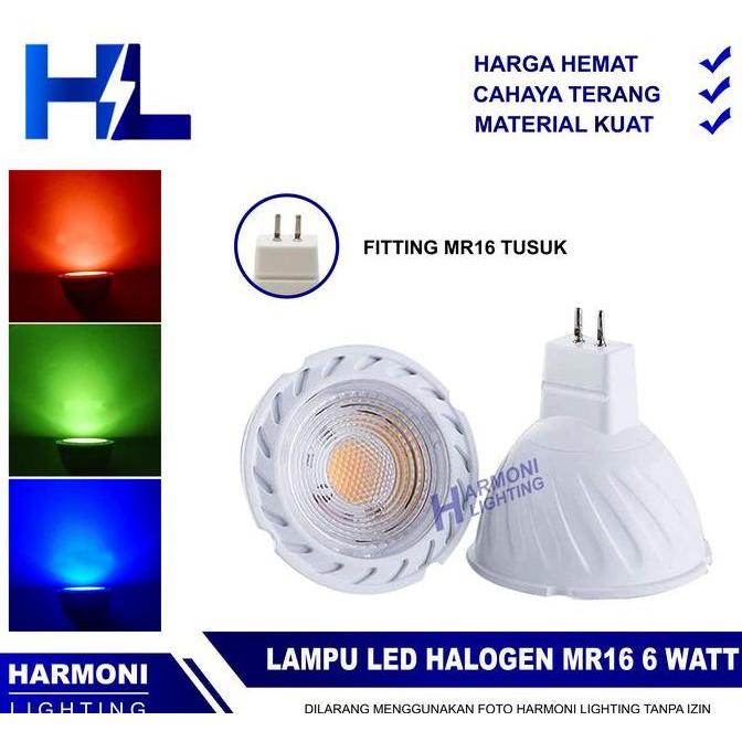 Ready  Lampu Sorot MR16 6 Watt Halogen LED 6W Spot Spotlight Merah Hijau Biru