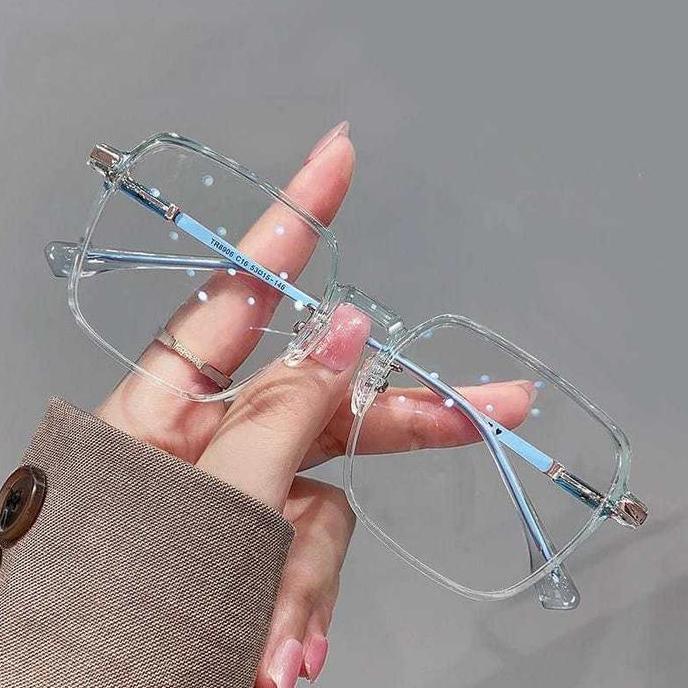 DE117 - Kacamata Anti Radiasi Blue Ray Gaya Korea Bahan Metal Bentuk Kotak Buat Pria Wanita Kekinian