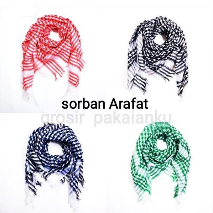 DF320 - Sorban tenun Multazam tebal, Sorban motif jagung, Sorban Arafat hitam/putih polos, Sorban Mu