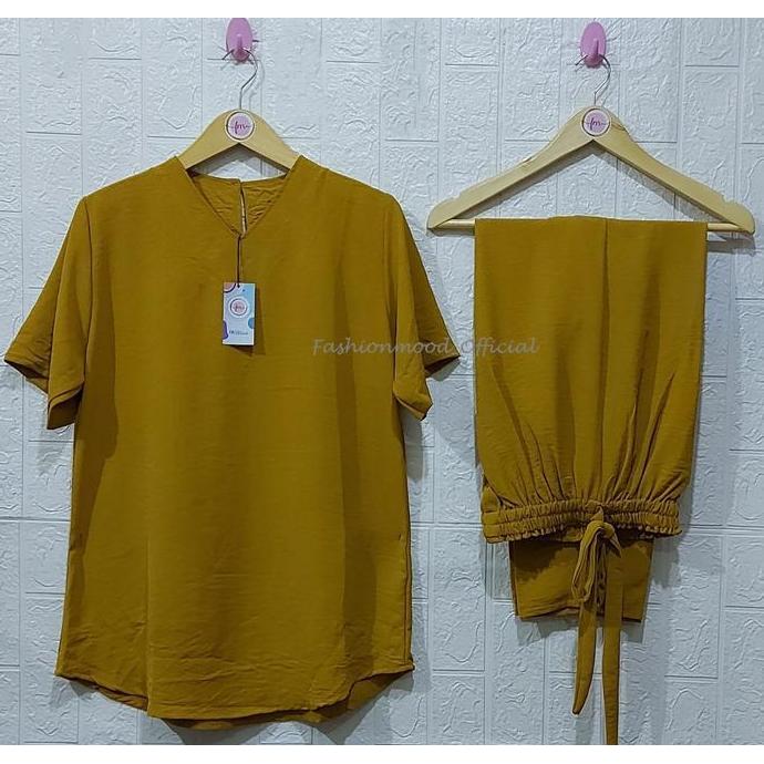 ONE SET CRINKLE AIRFLOW SETELAN // SETELAN RAYON CRINKLE AIRFLOW PREMIUM // BUSUI FRIENDLY // POLOS 