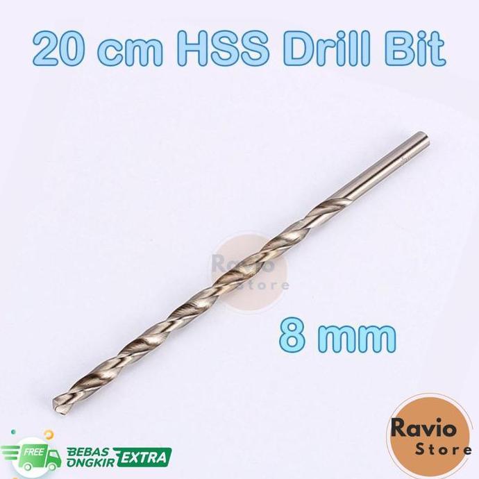 Mata bor HSS kayu besi 8mm panjang 20cm
