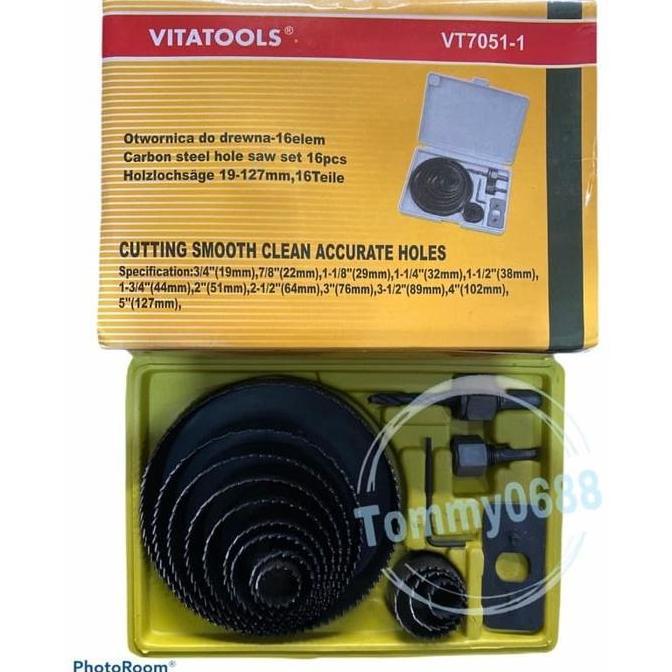 HOLE SAW SET 16 PCS MATA BOR KAYU PIPA ACRILIC TRIPLEK BOR BULAT SET